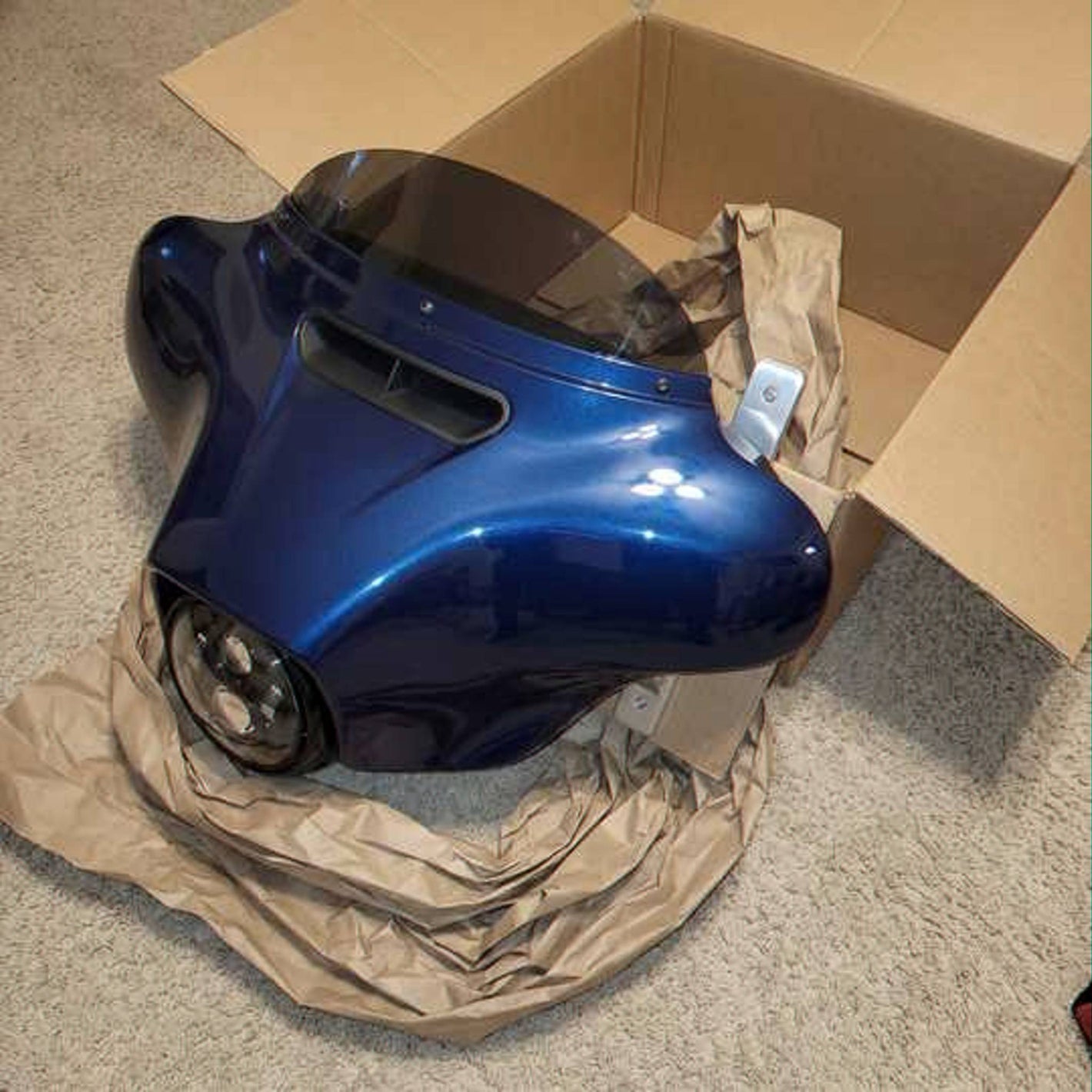 Customer photo - blue HarleyHood just unboxed